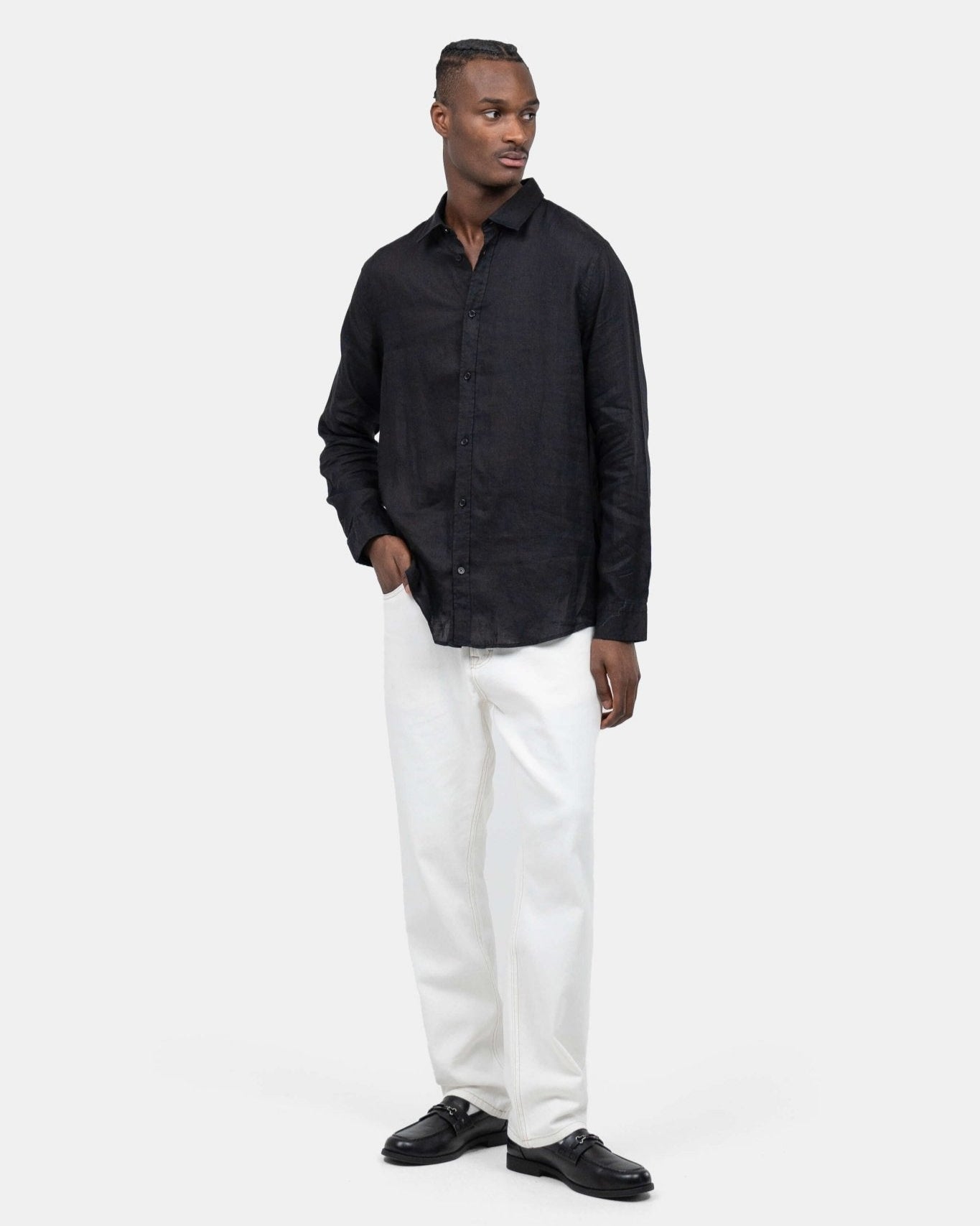 Langærmet Hørskjorte Sort | Skagen - clothing.dk